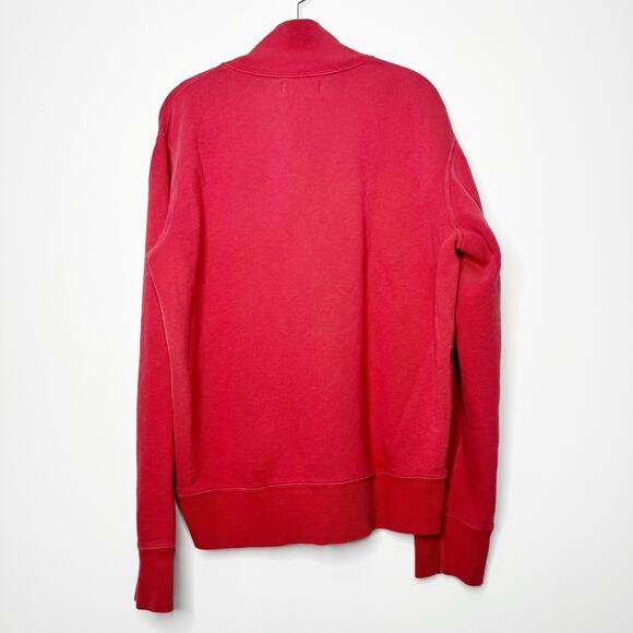 Polo Ralph Lauren Fleece Lined Mock Neck Henley Sweatshirt Red Men’s Large - Picture 6 of 7